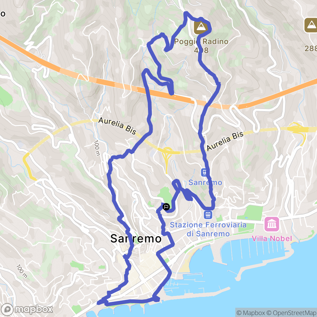 Sanremo : carte du parcours de randonnée - Italy