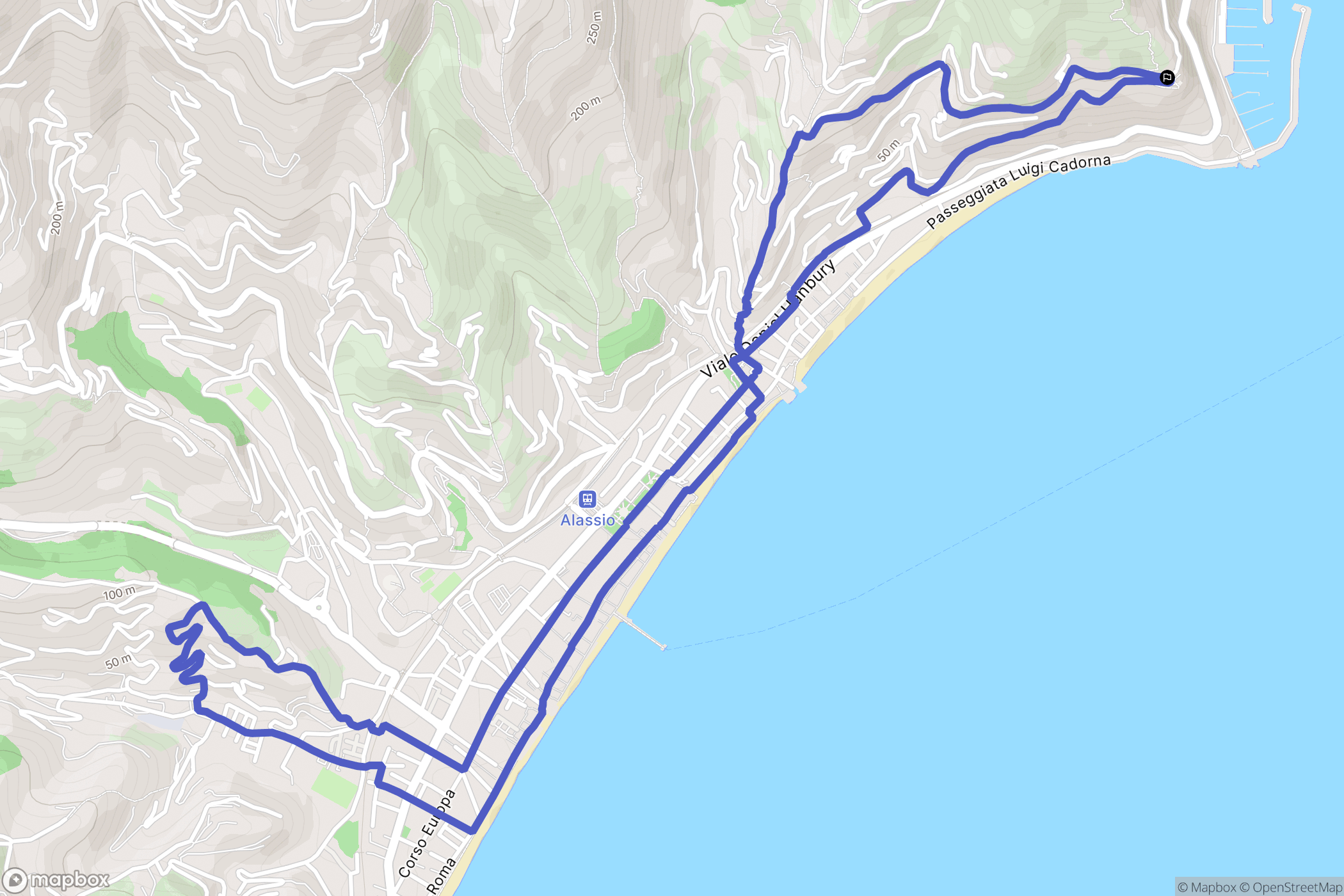 Alassio : carte du parcours de randonnée - Italy