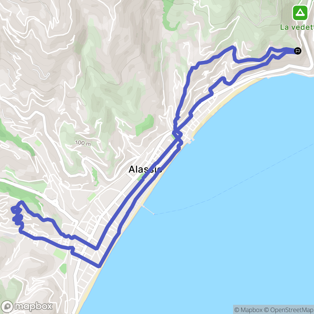 Alassio : carte du parcours de randonnée - Italy