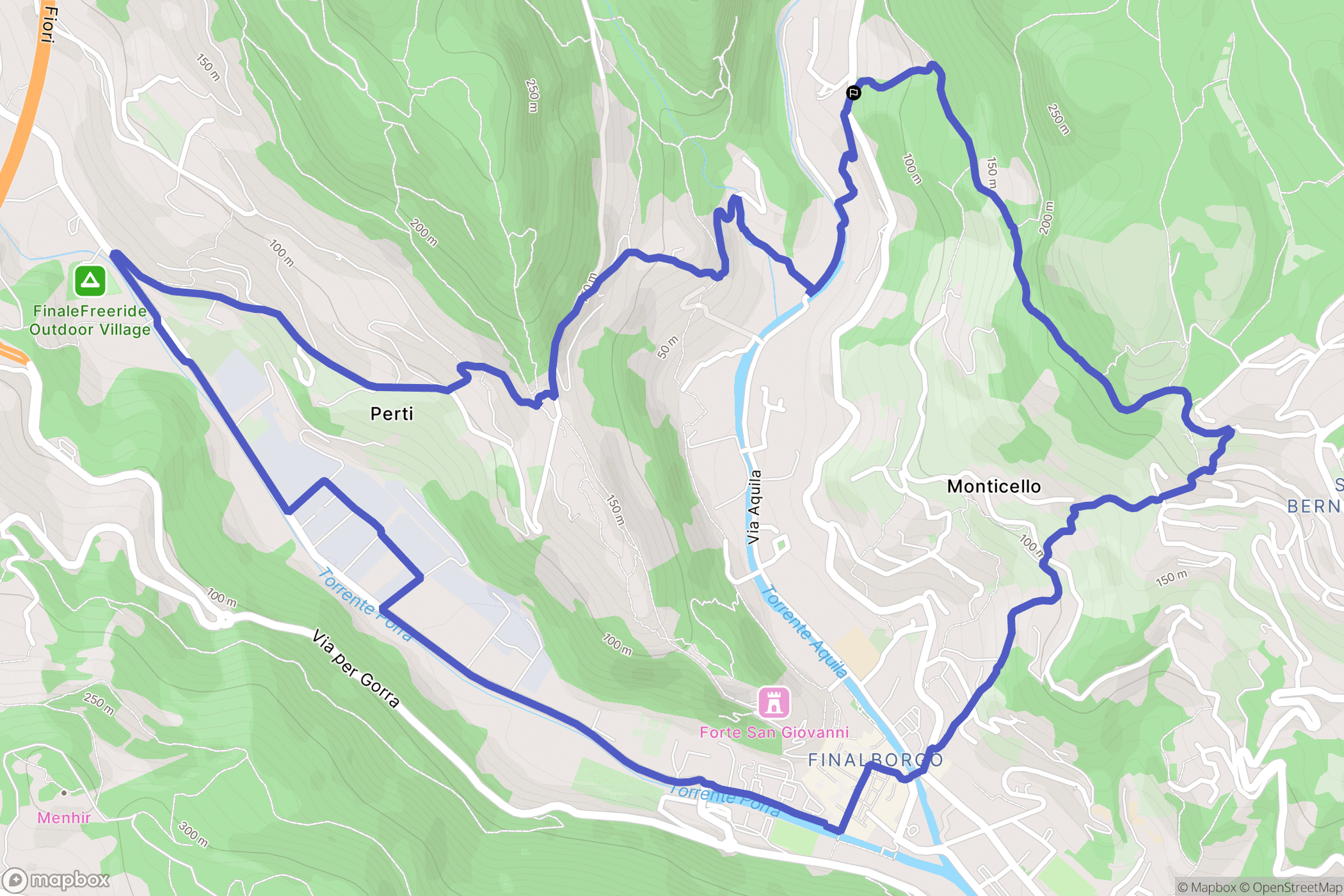 : carte du parcours de randonnée - Italy