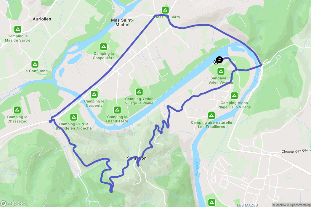 Sampzon : carte du parcours de randonnée - France