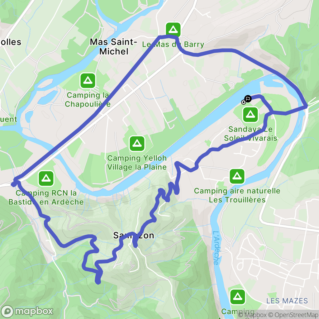 Sampzon : carte du parcours de randonnée - France