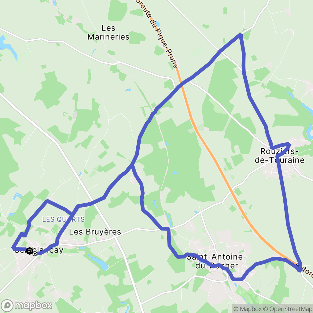 Semblançay : carte du parcours de randonnée - France