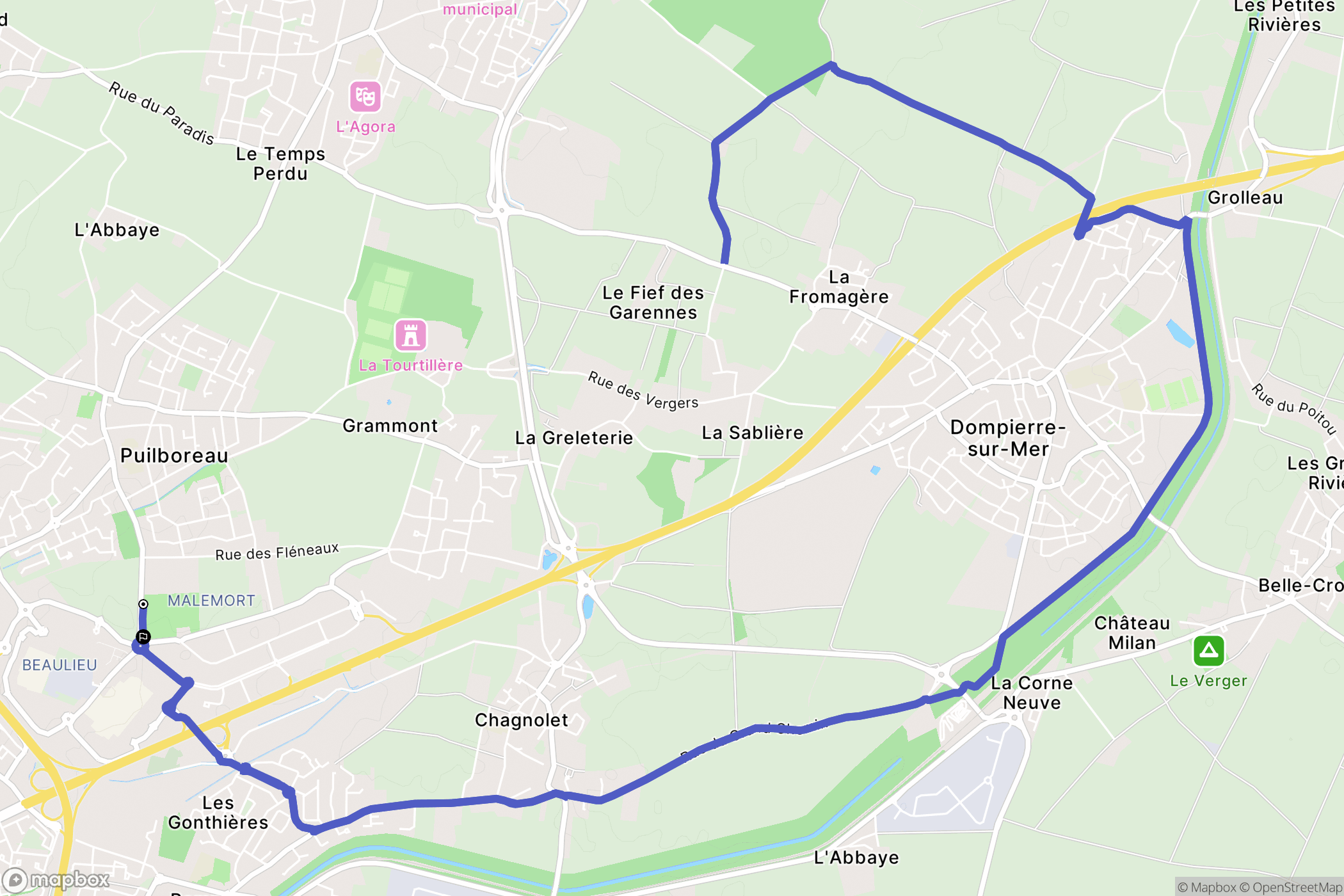 Puilboreau : carte du parcours de randonnée - France