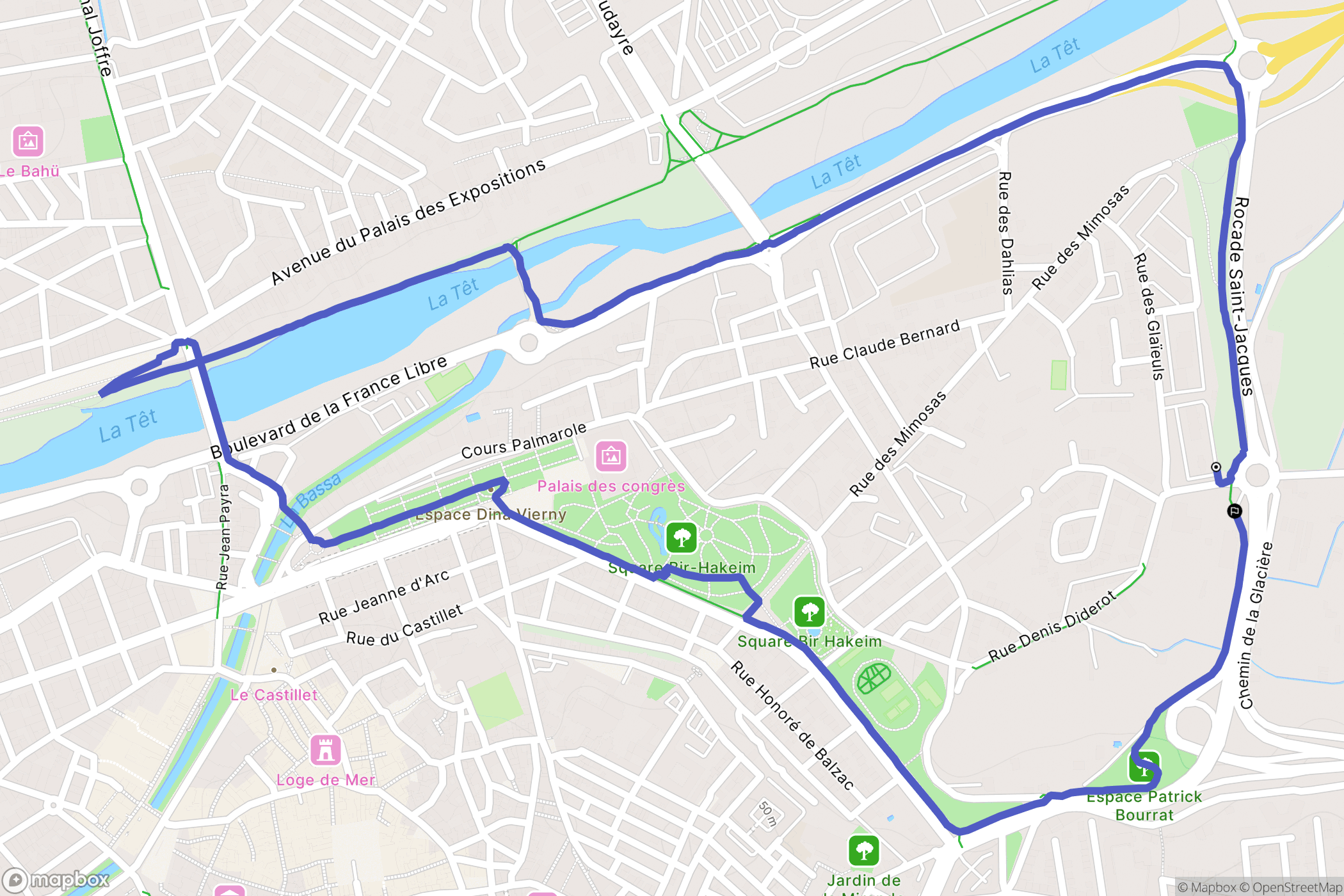 Perpignan : carte du parcours de randonnée - France