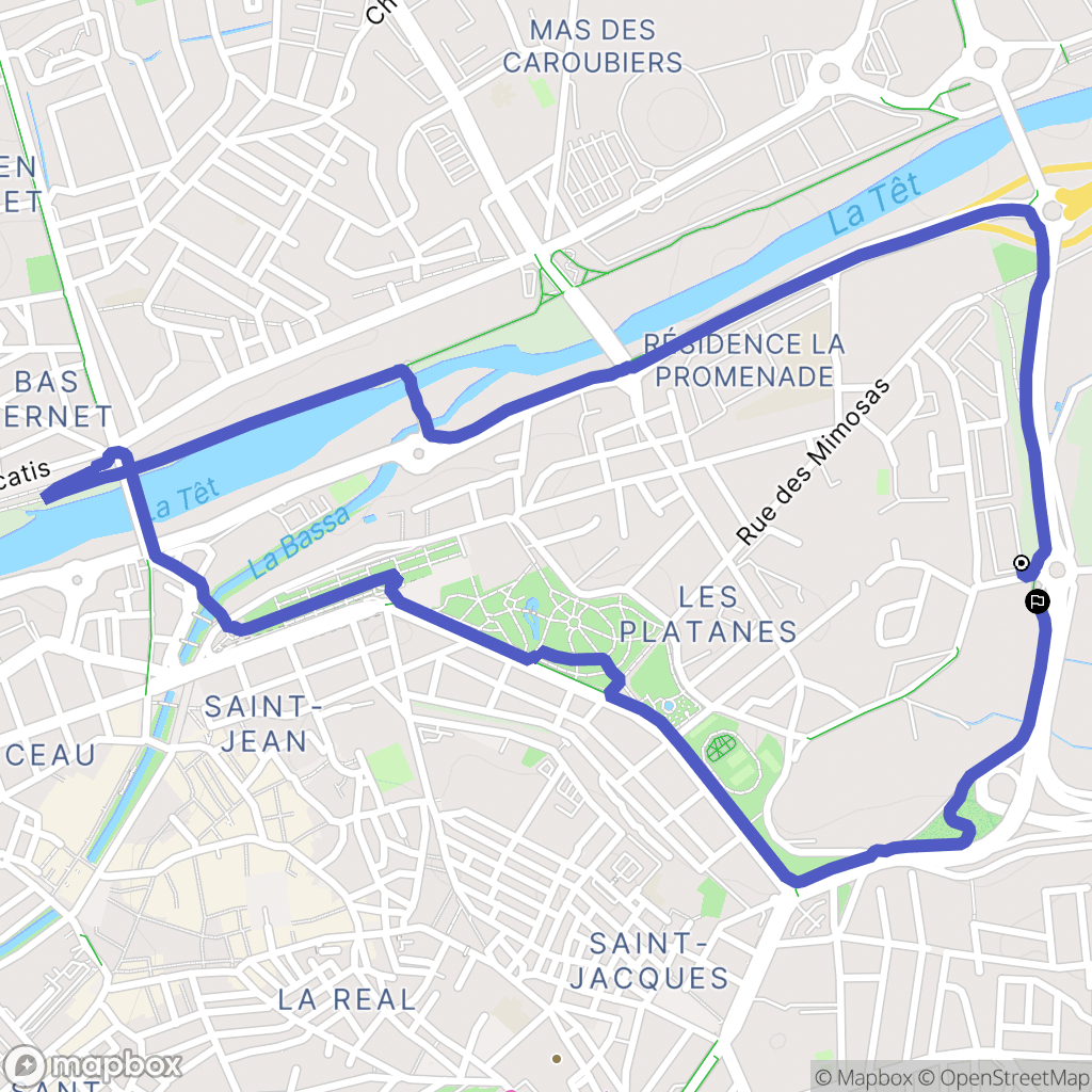 Perpignan : carte du parcours de randonnée - France