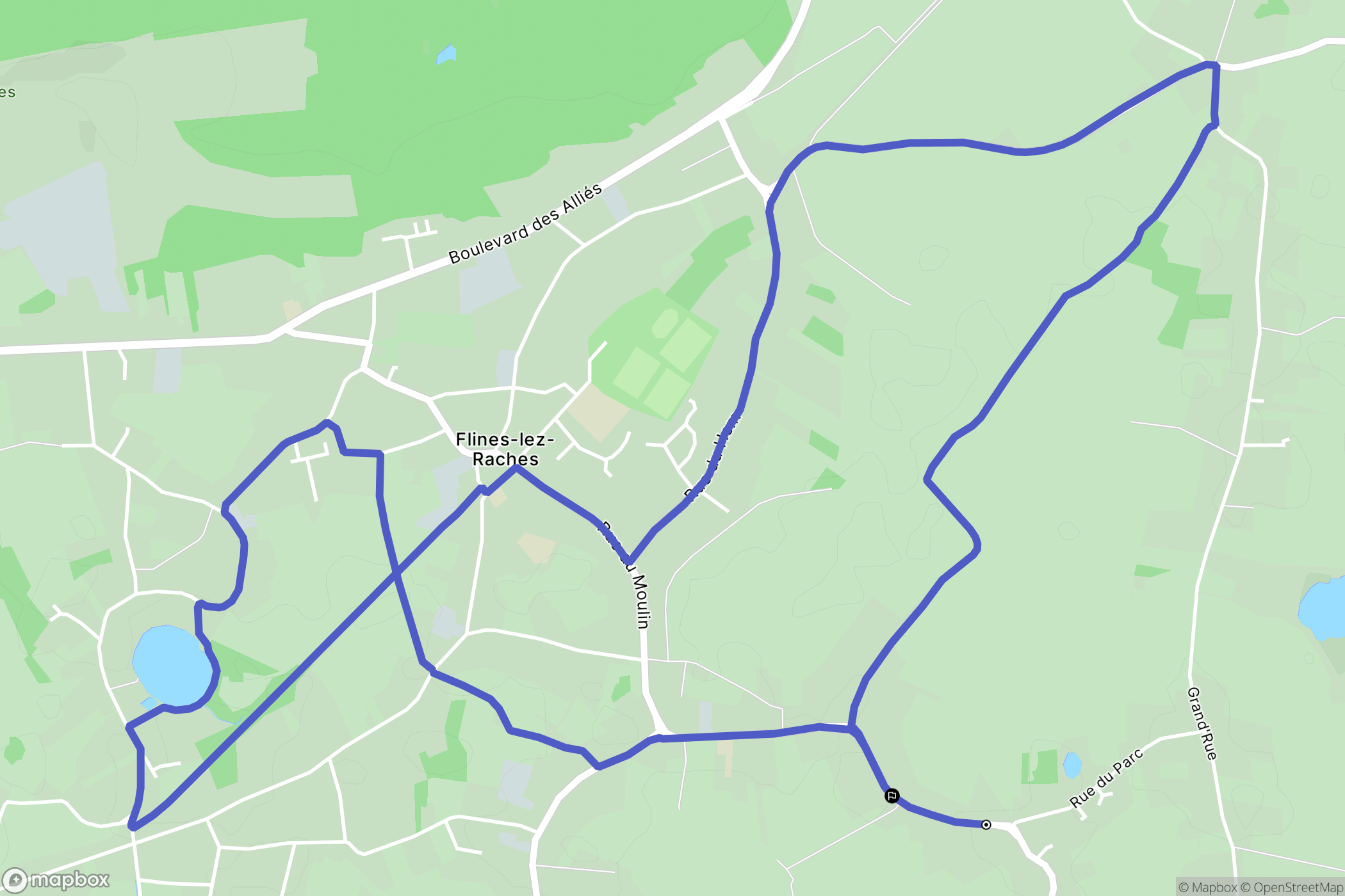 Flines-lez-Raches : carte du parcours de randonnée - France