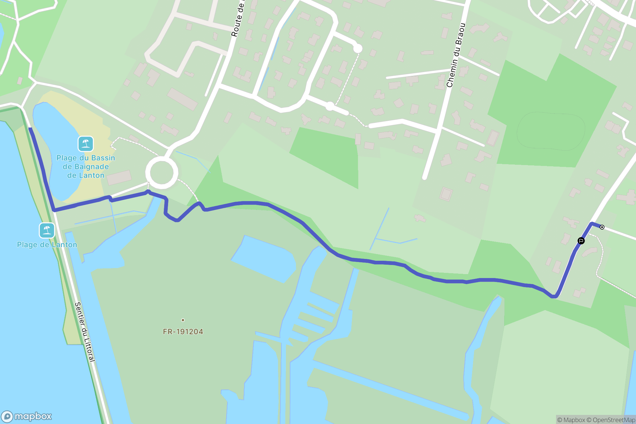 Lanton : carte du parcours de randonnée - France