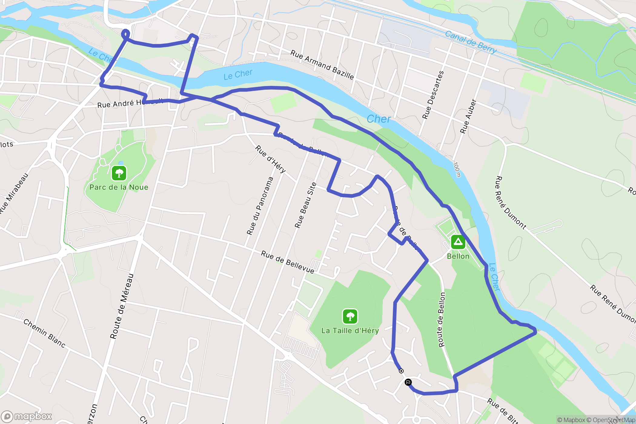 Vierzon : carte du parcours de randonnée - France