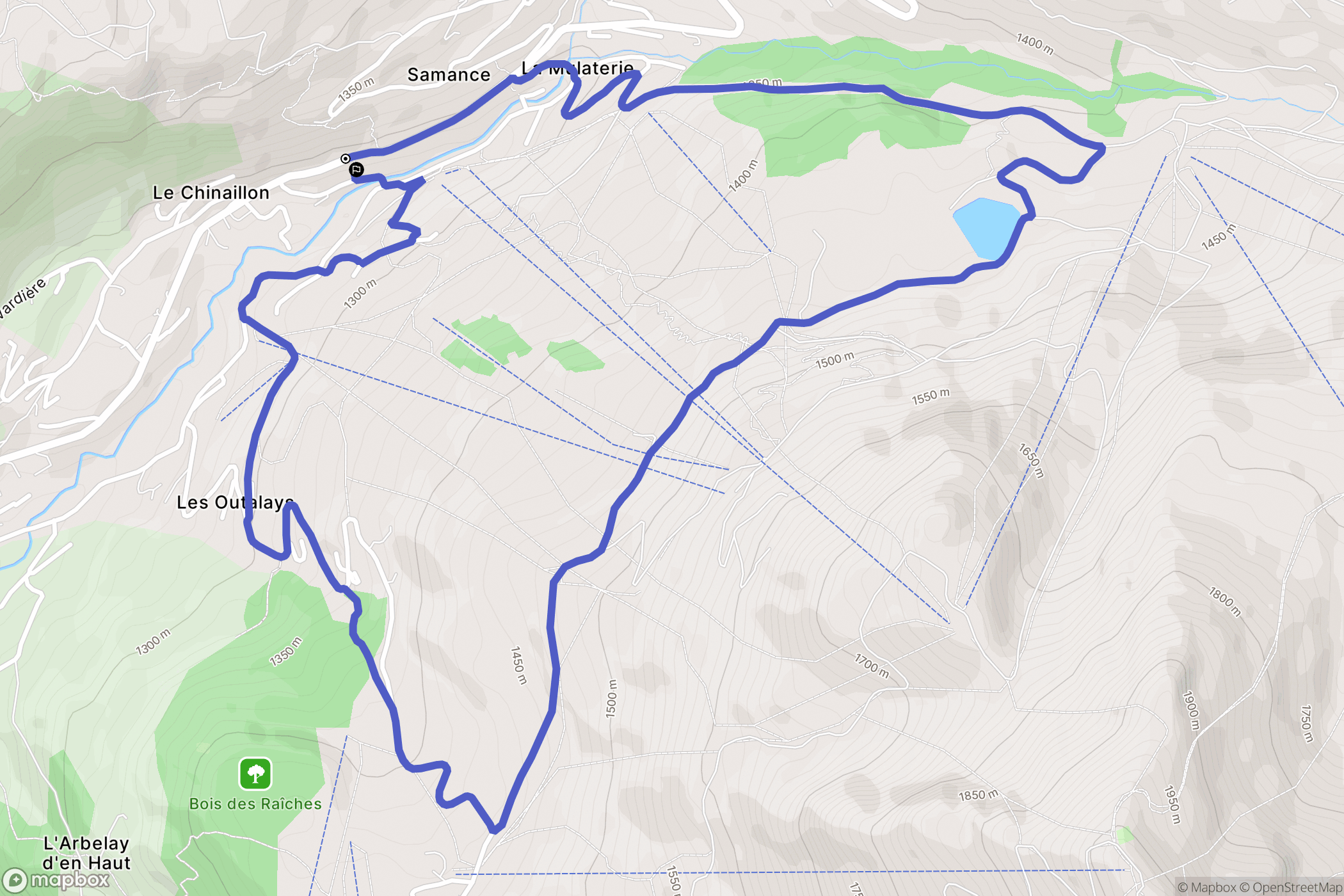Le Grand-Bornand : carte du parcours de randonnée - France