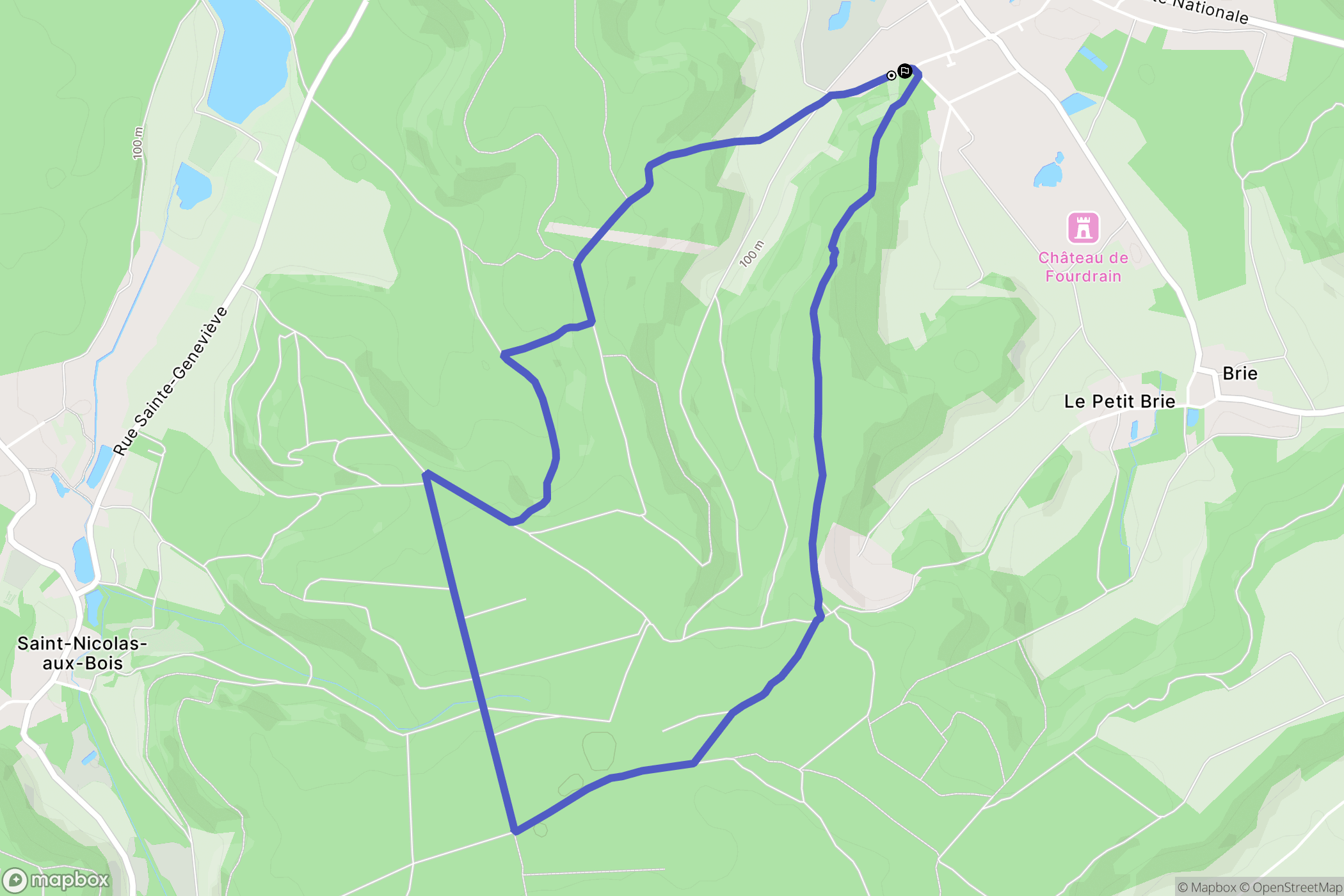 Fourdrain : carte du parcours de randonnée - France