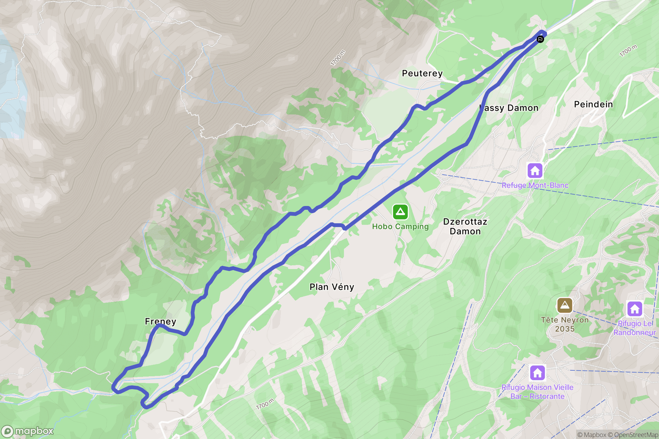 : carte du parcours de randonnée - Italy