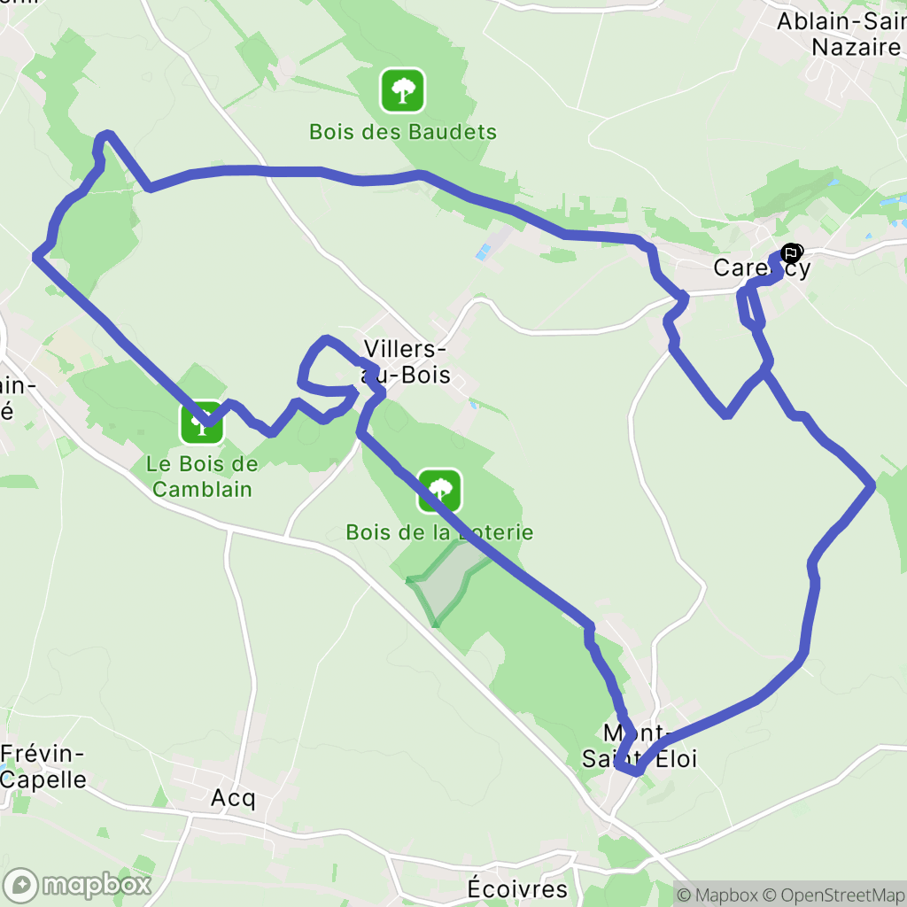 Carency : carte du parcours de randonnée - France