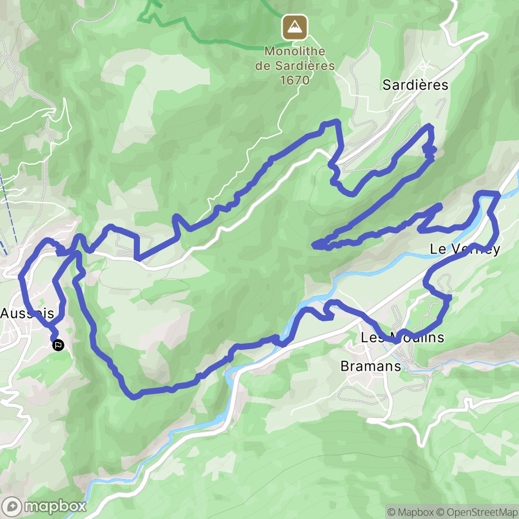 Aussois : carte du parcours de randonnée - France