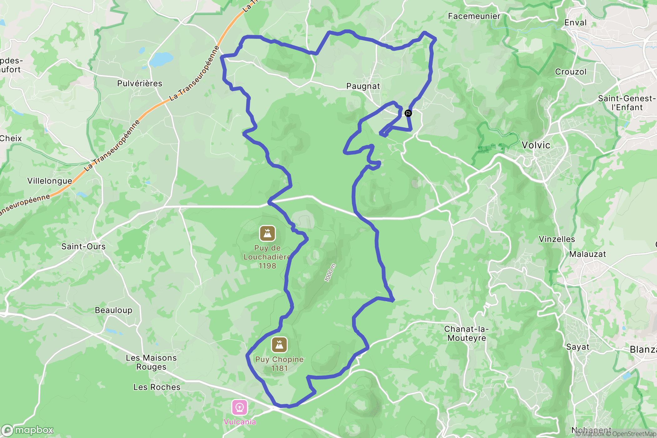 Volvic : carte du parcours de randonnée - France