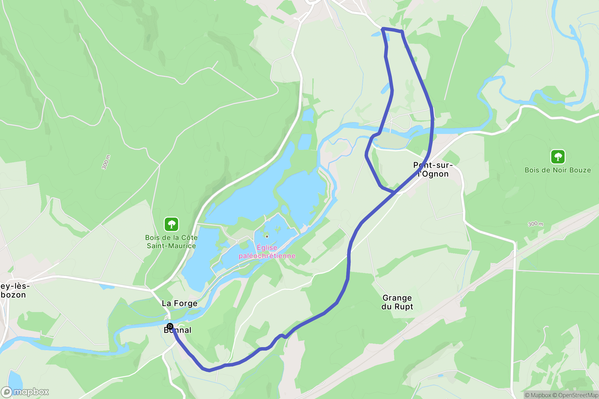 Bonnal : carte du parcours de randonnée - France