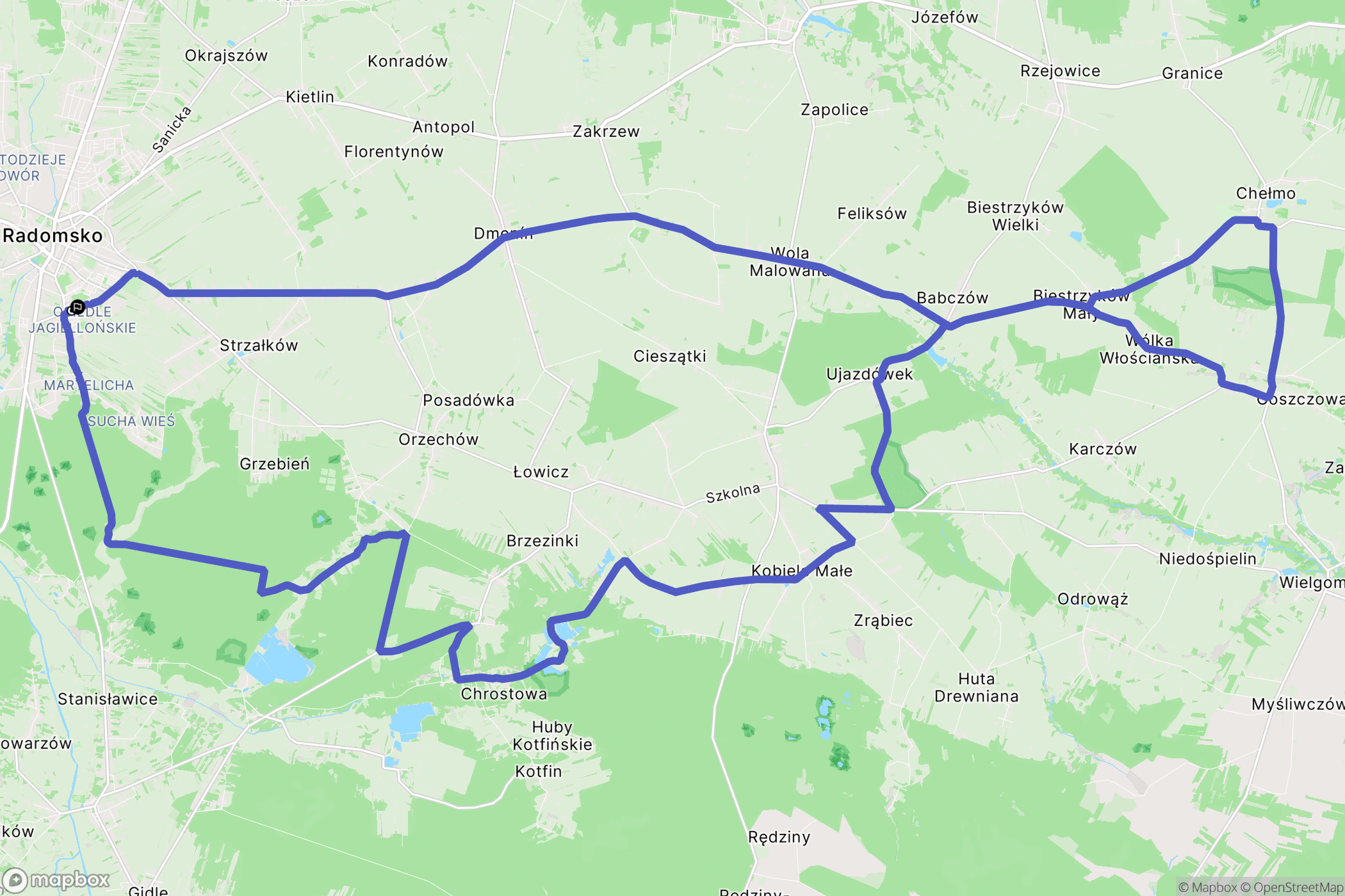Radomsko: mapa trasy - Poland