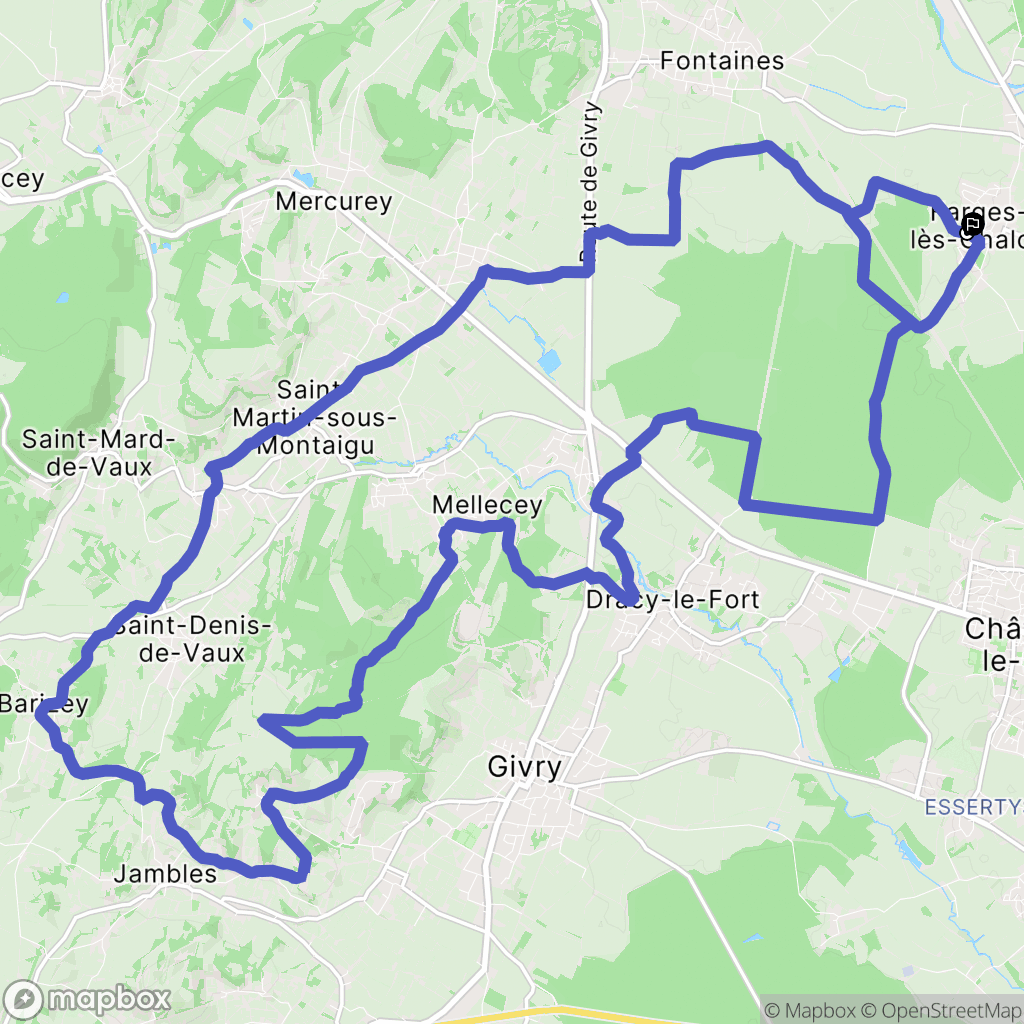 Farges-lès-Chalon : carte du parcours de randonnée - France