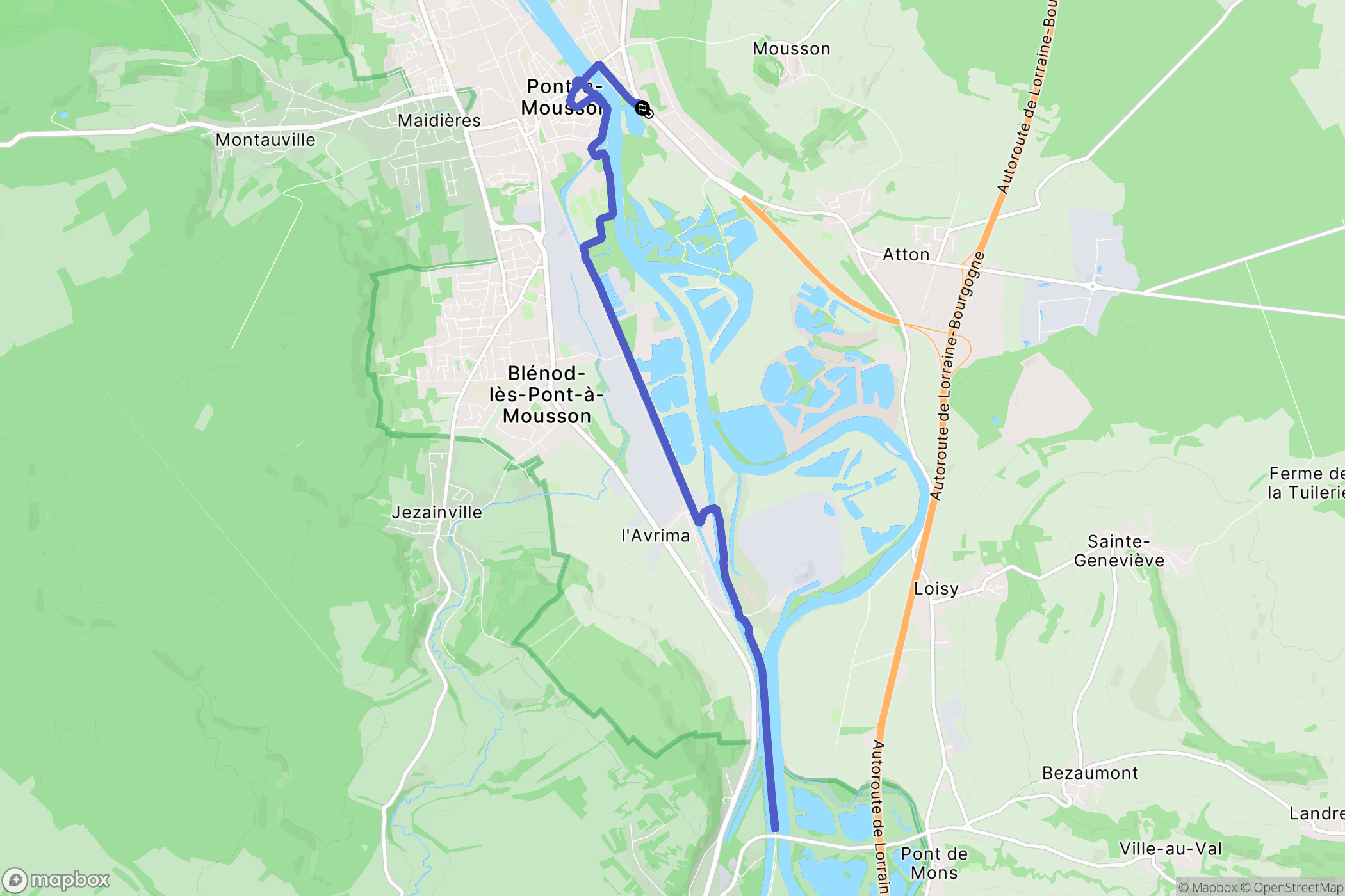Pont-à-Mousson : carte du parcours de randonnée - France