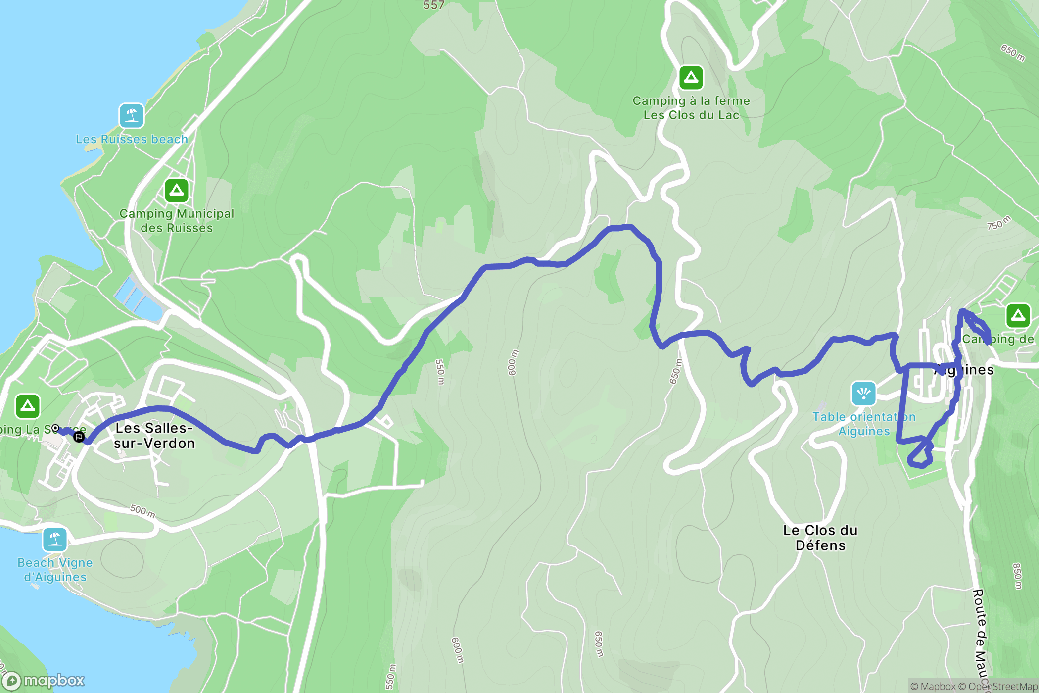 Les Salles-sur-Verdon : carte du parcours de randonnée - France