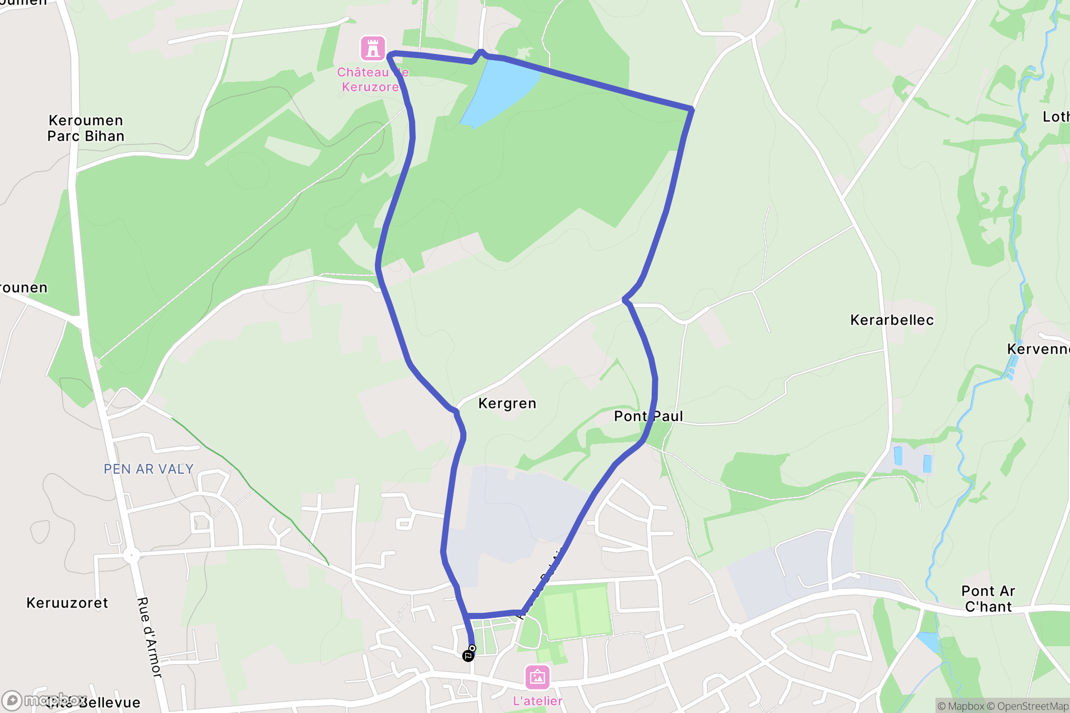 Plouvorn : carte du parcours de randonnée - France