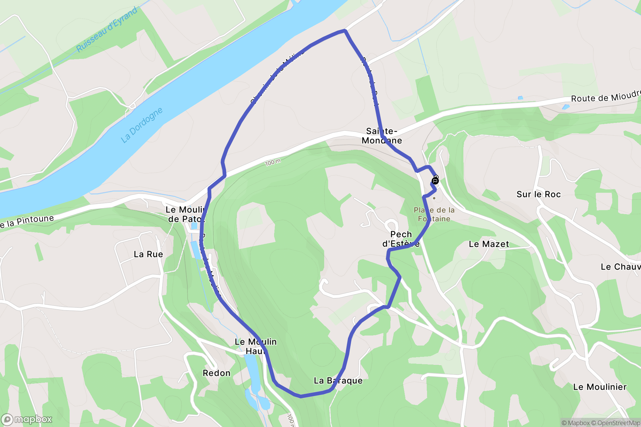 Sainte-Mondane : carte du parcours de randonnée - France