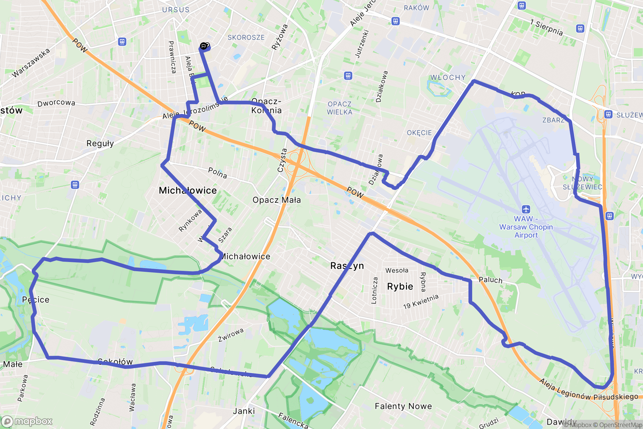 Warszawa: mapa trasy - Poland