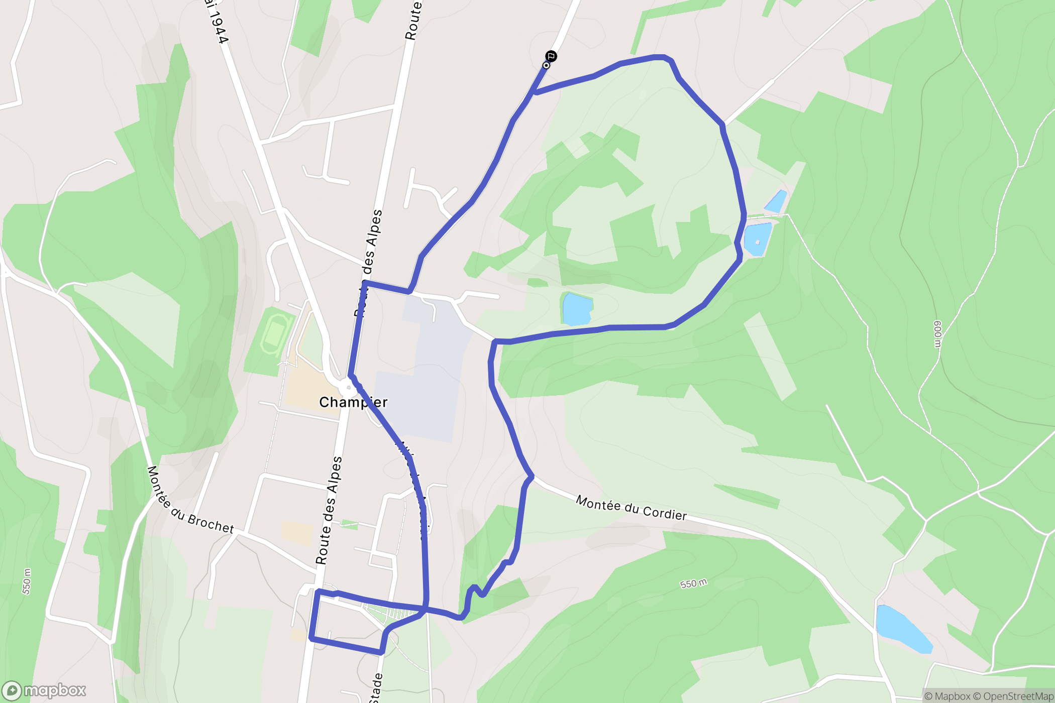 Champier : carte du parcours de randonnée - France
