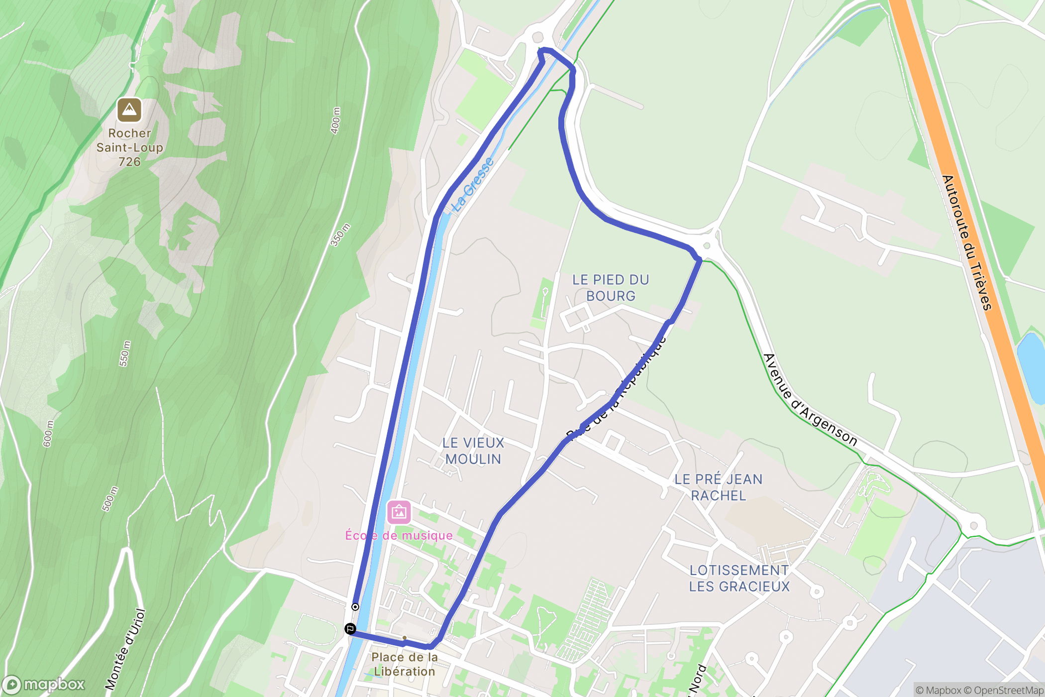 Vif : carte du parcours de randonnée - France