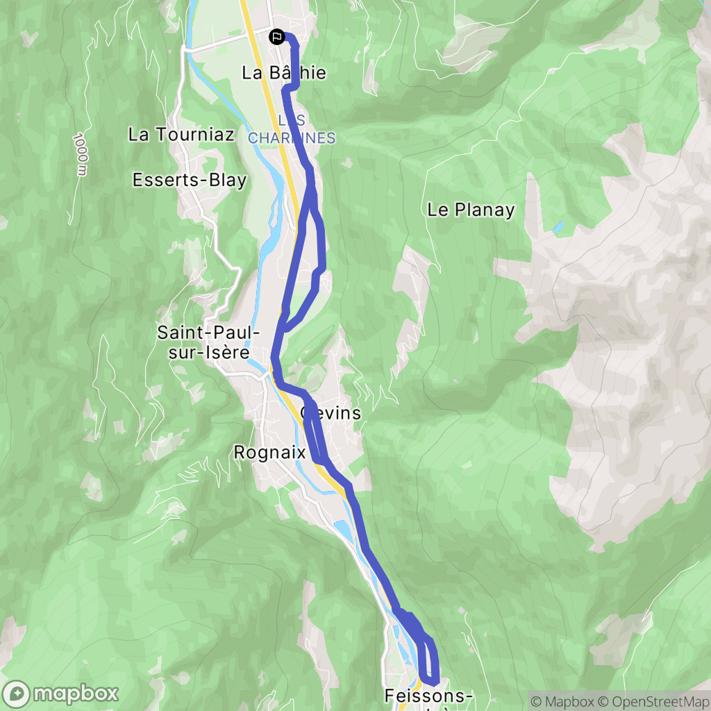 La Bâthie : carte du parcours de randonnée - France