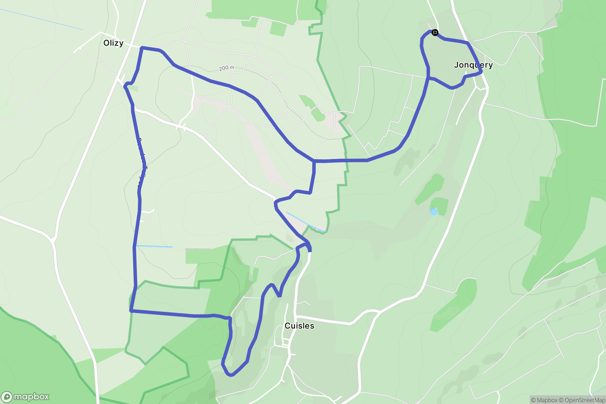 Jonquery : carte du parcours de randonnée - France