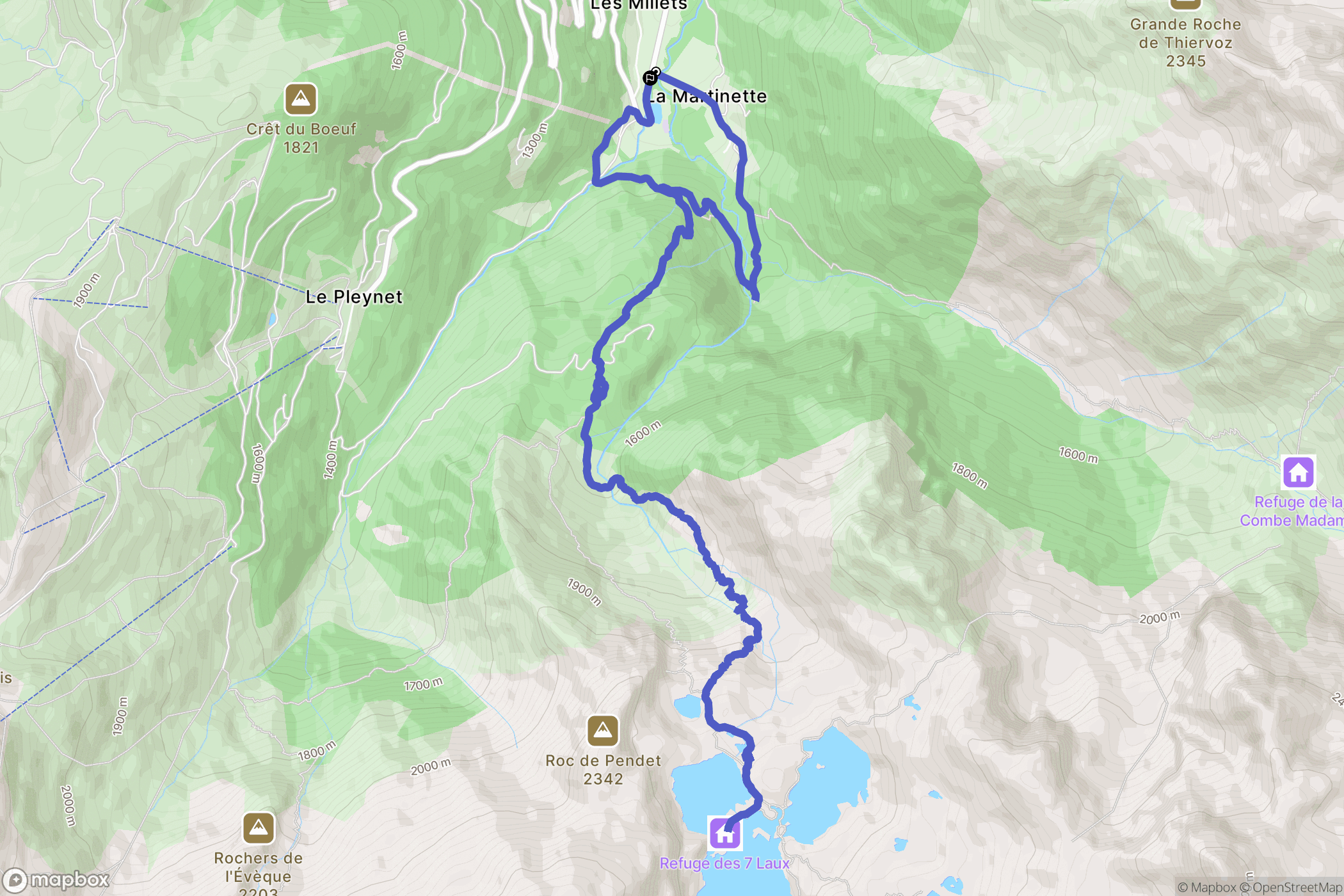 Le Haut-Bréda : carte du parcours de randonnée - France