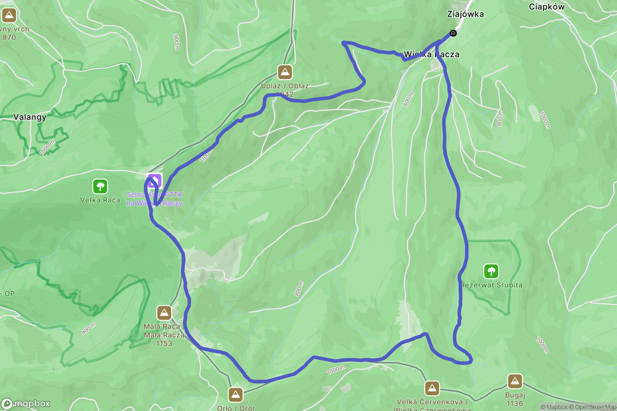 Rycerka Górna: mapa trasy - Poland