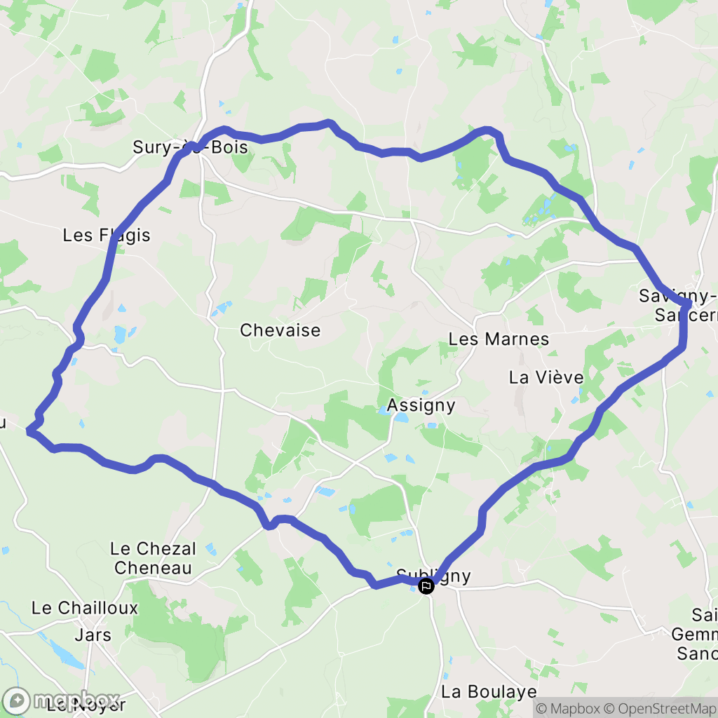 Subligny : carte du parcours de randonnée - France