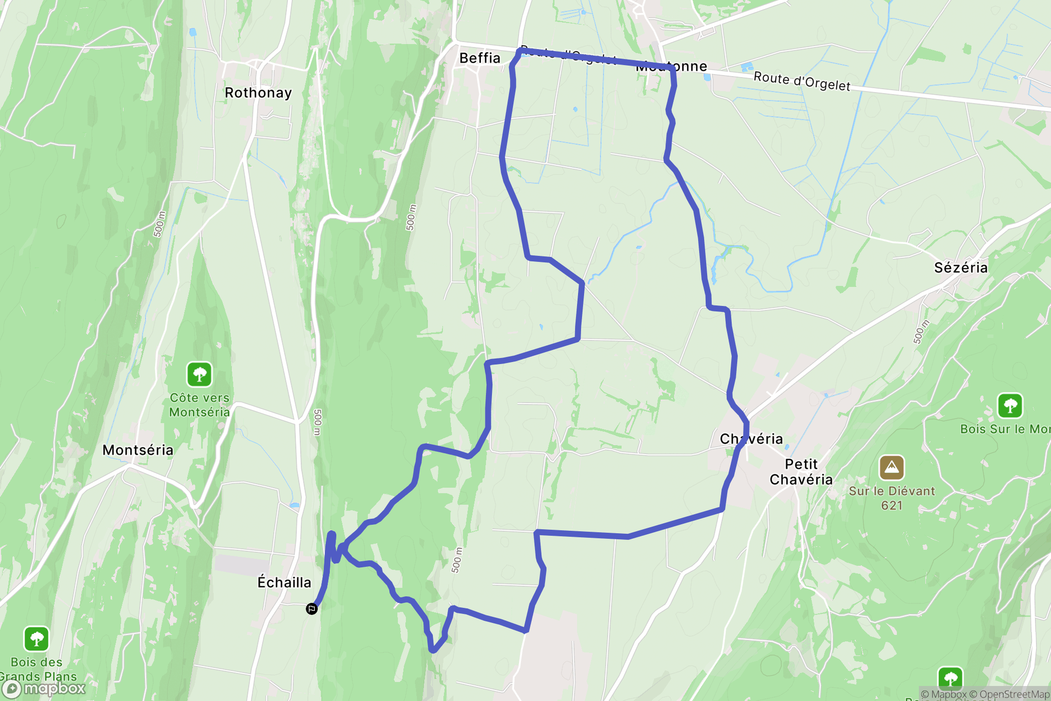 Rothonay : carte du parcours de randonnée - France
