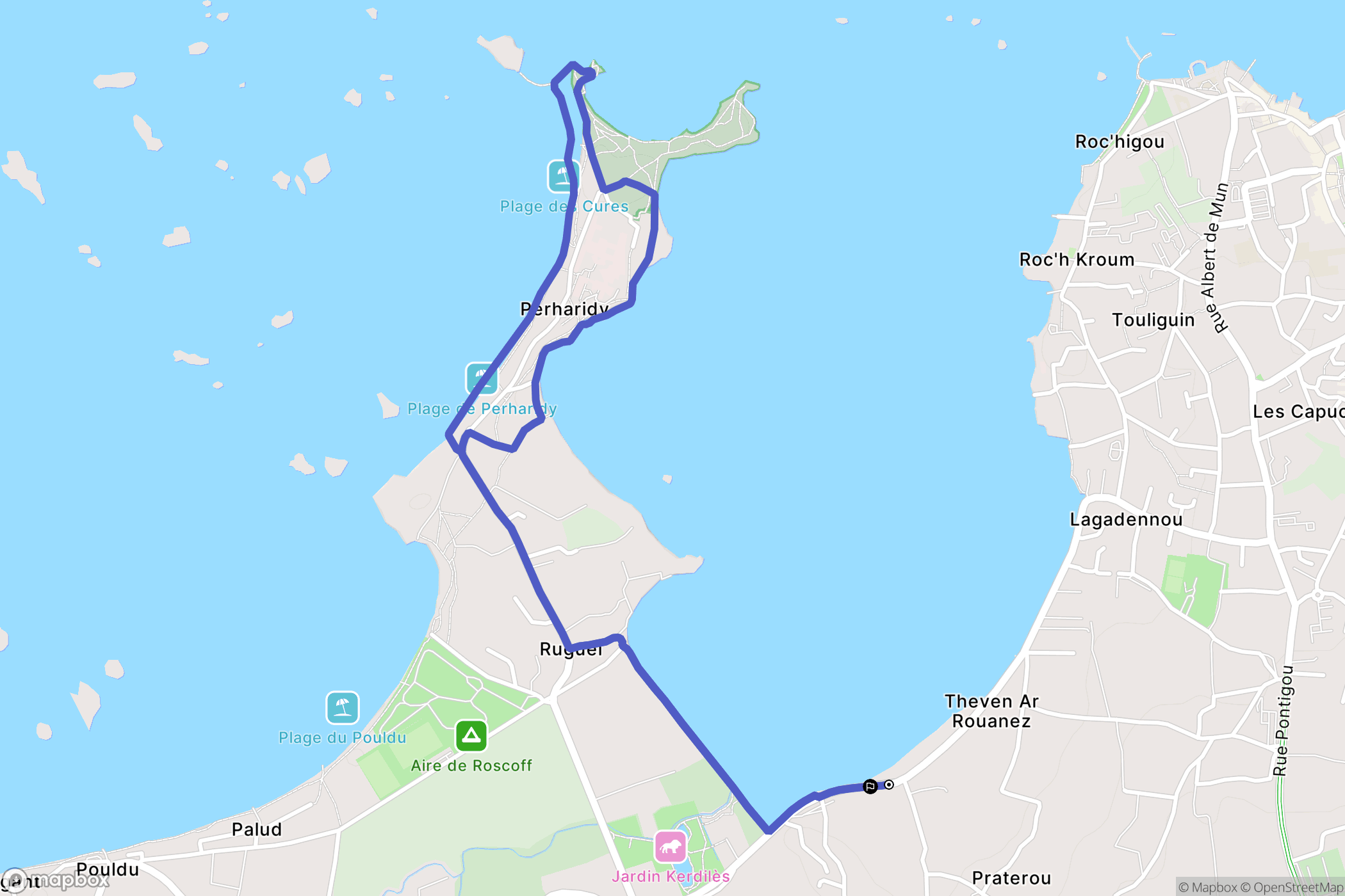 Roscoff : carte du parcours de randonnée - France