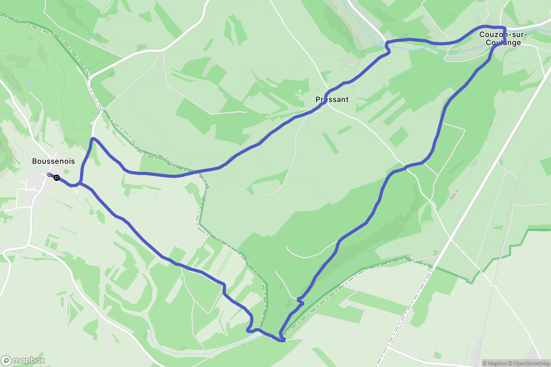 Boussenois : carte du parcours de randonnée - France