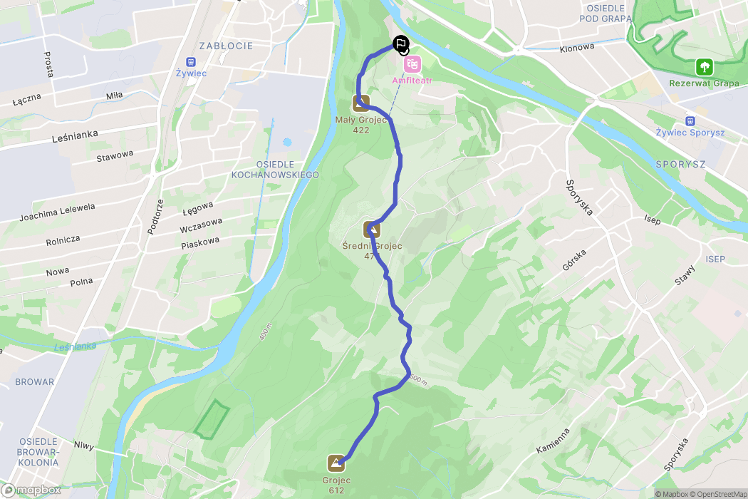 Żywiec: mapa trasy - Poland
