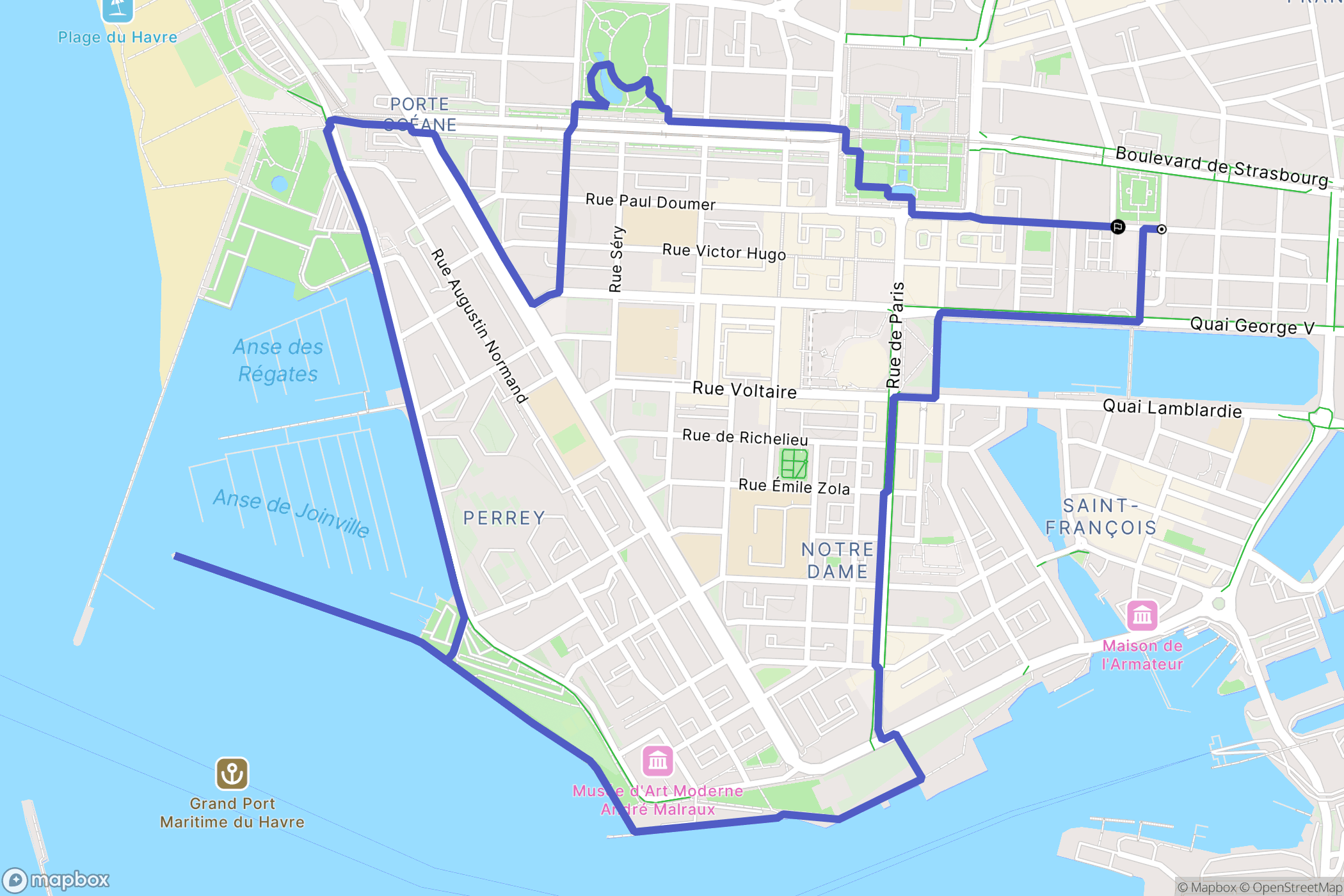 Le Havre : carte du parcours de randonnée - France