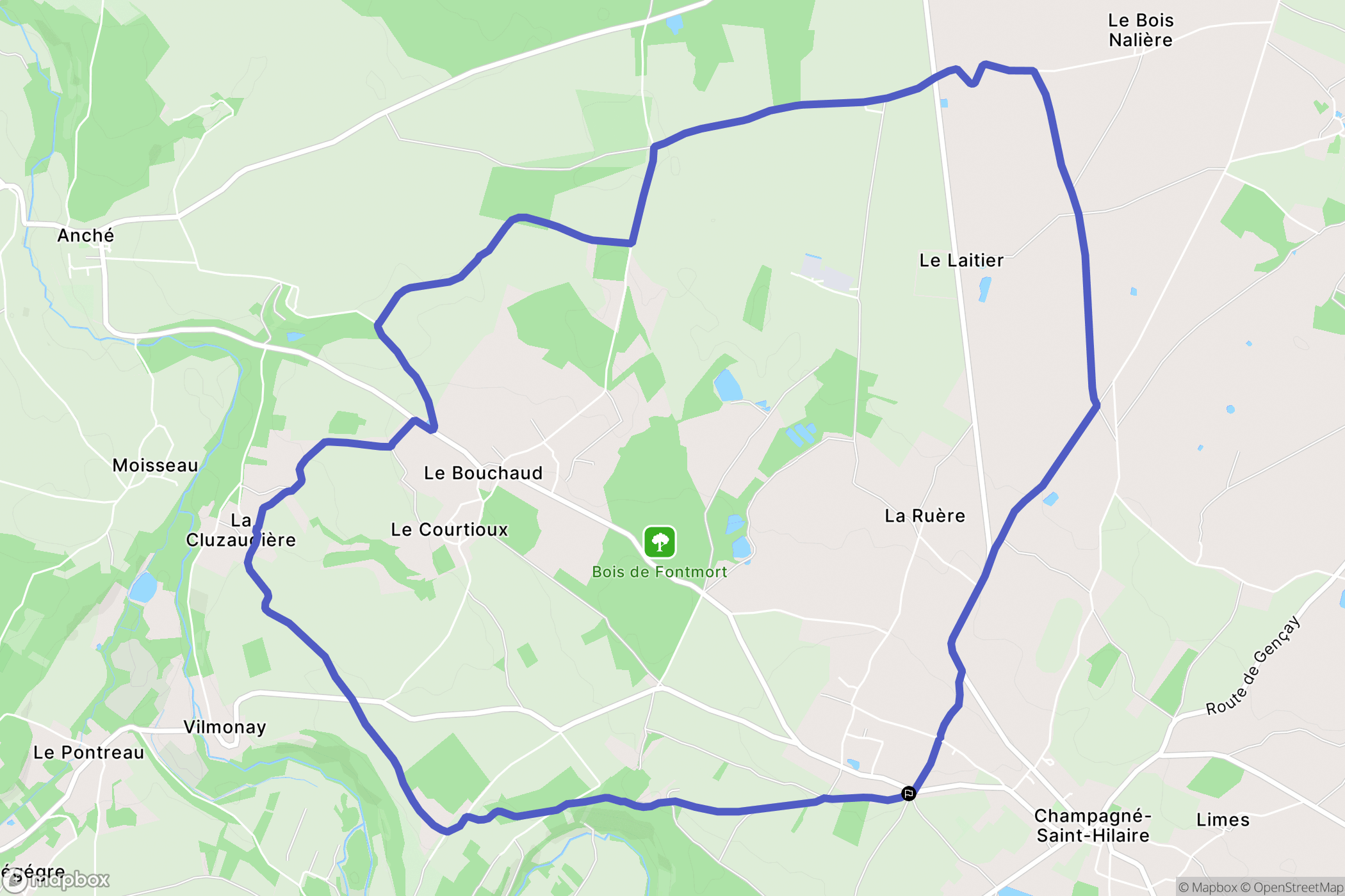 Champagné-Saint-Hilaire : carte du parcours de randonnée - France