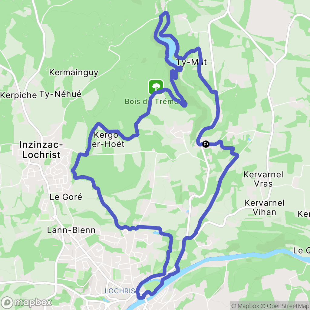 Inzinzac-Lochrist : carte du parcours de randonnée - France