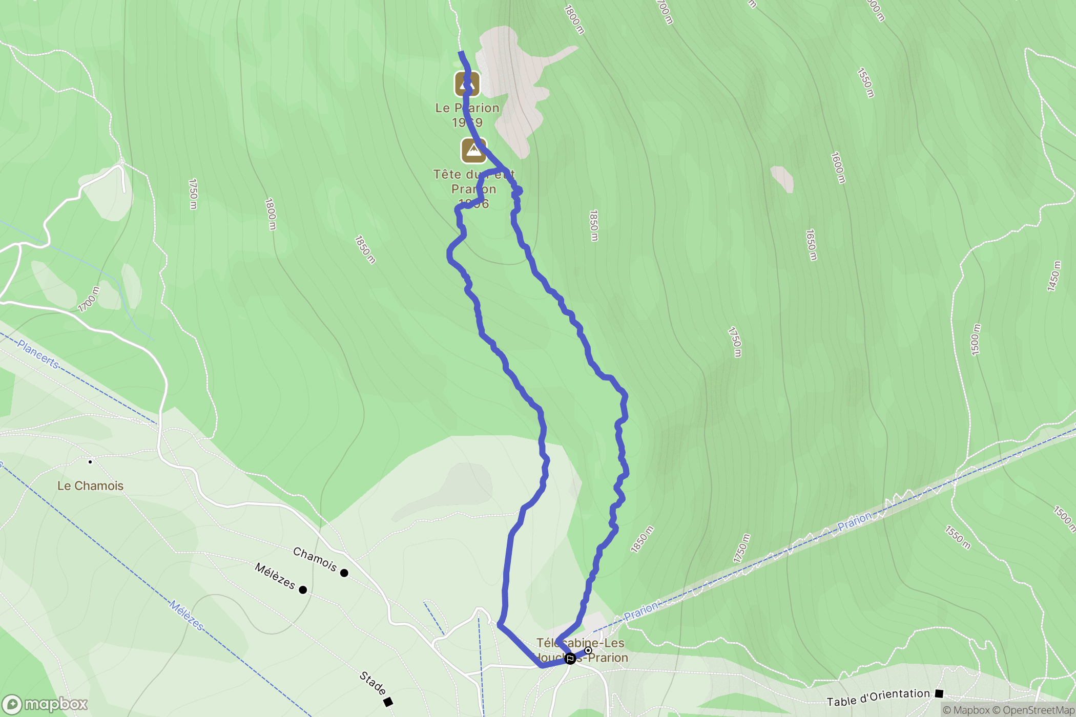 Saint-Gervais-les-Bains : carte du parcours de randonnée - France