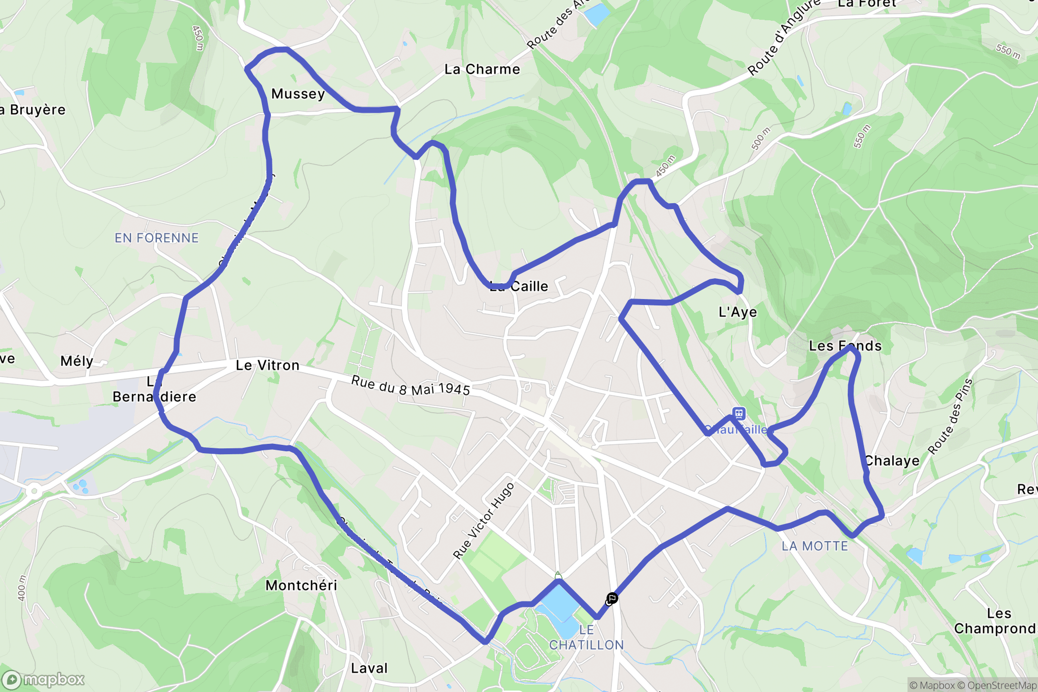 Chauffailles : carte du parcours de randonnée - France