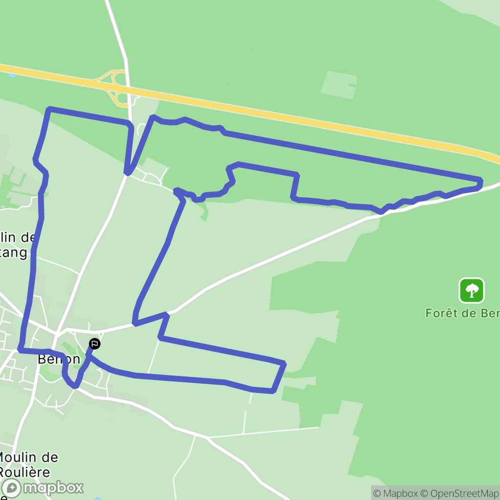 Benon : carte du parcours de randonnée - France
