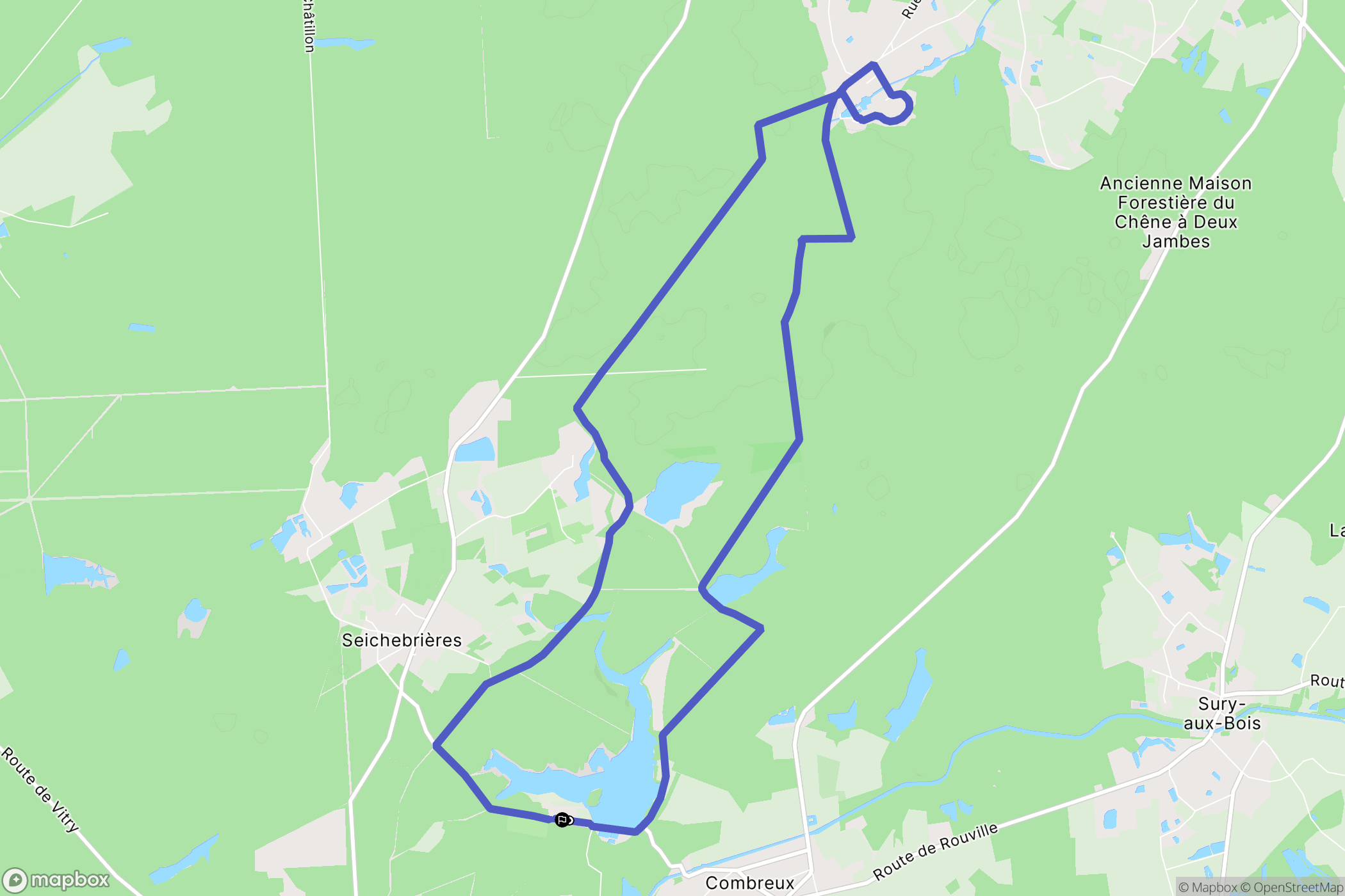 Combreux : carte du parcours de randonnée - France