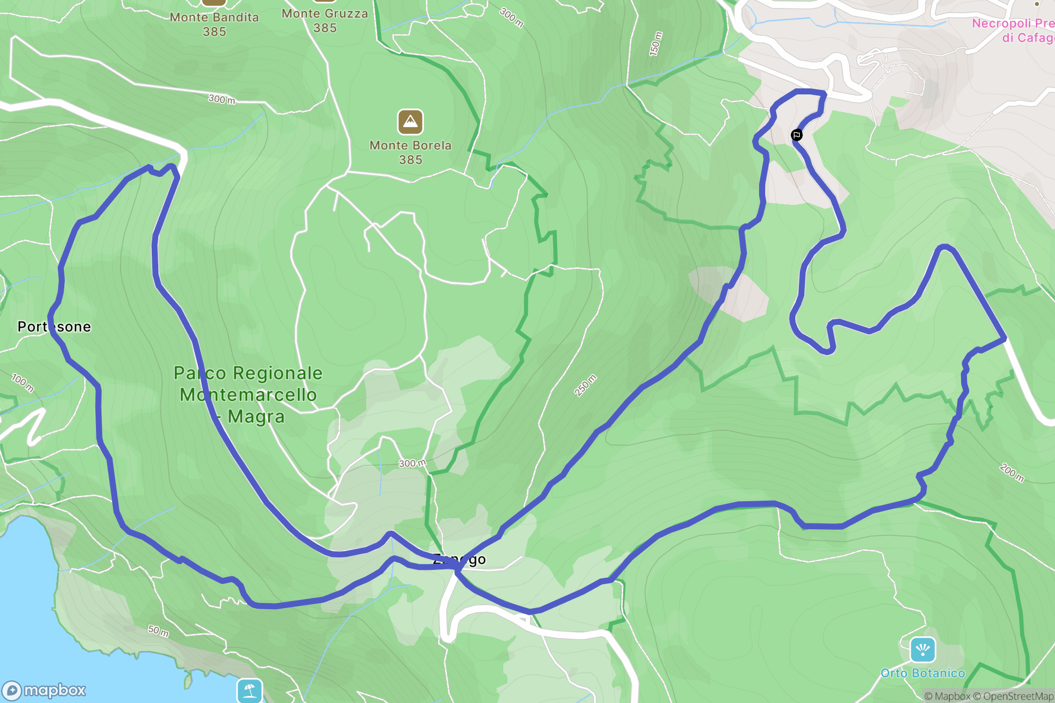 Ameglia : carte du parcours de randonnée - Italy