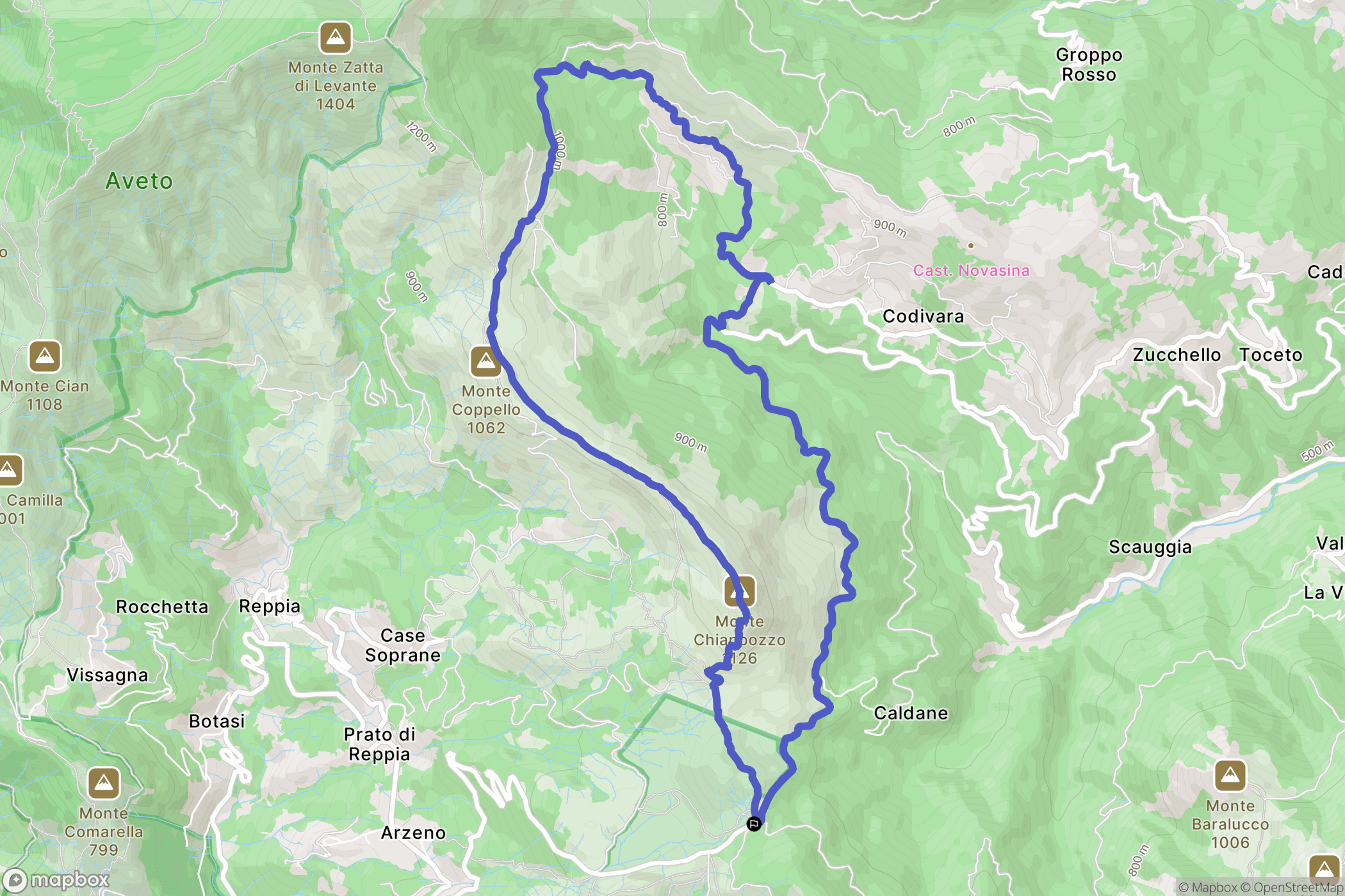 : carte du parcours de randonnée - Italy