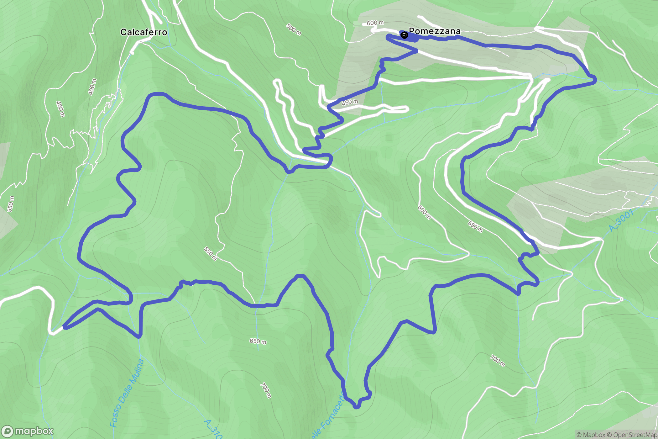 Pomezzana : carte du parcours de randonnée - Italy