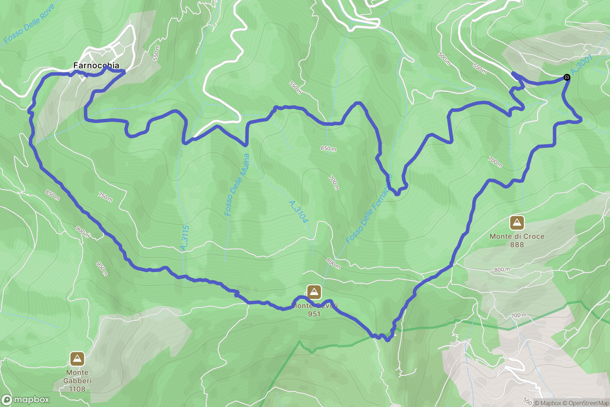 : carte du parcours de randonnée - Italy