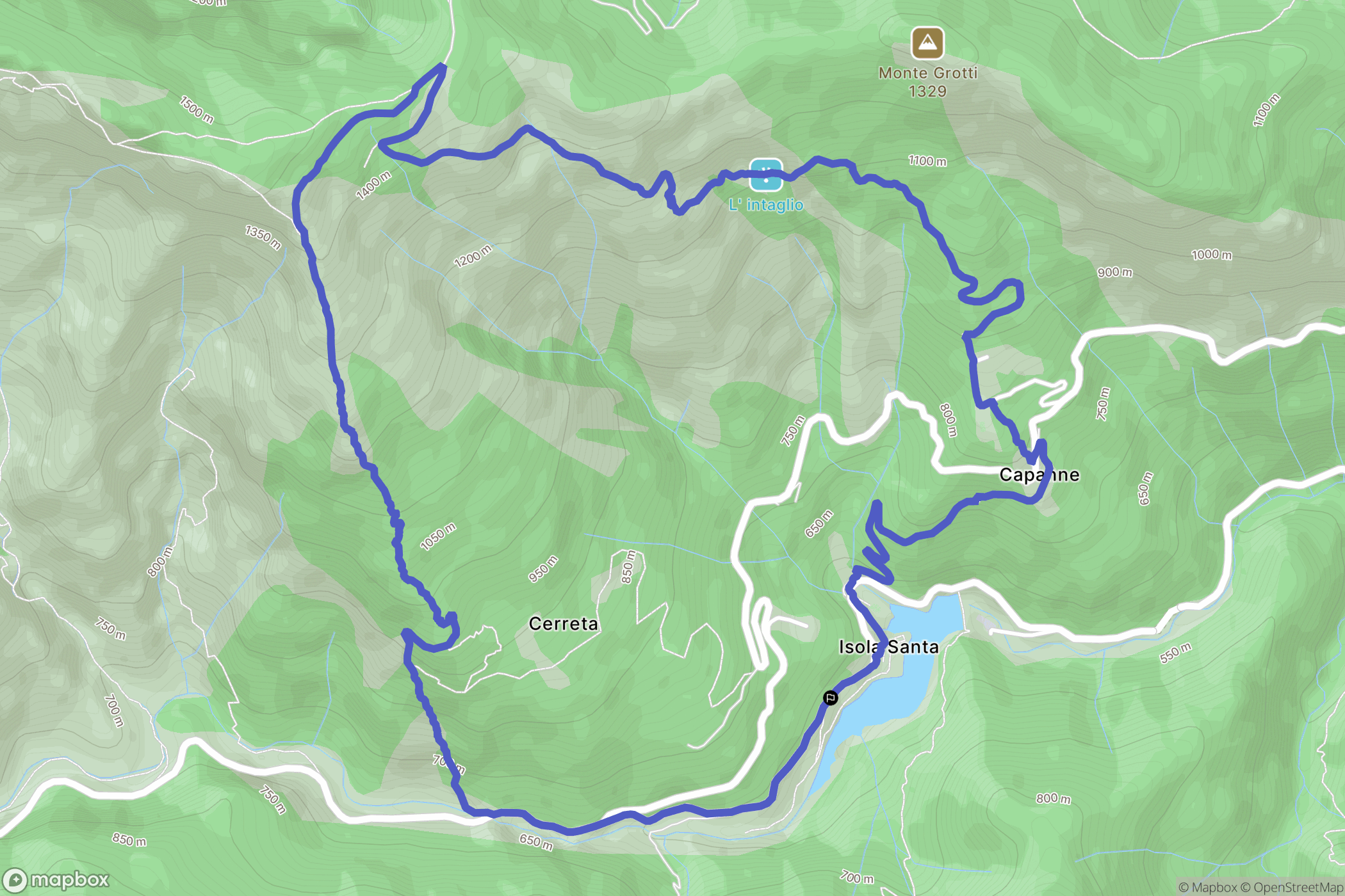 Isola Santa : carte du parcours de randonnée - Italy